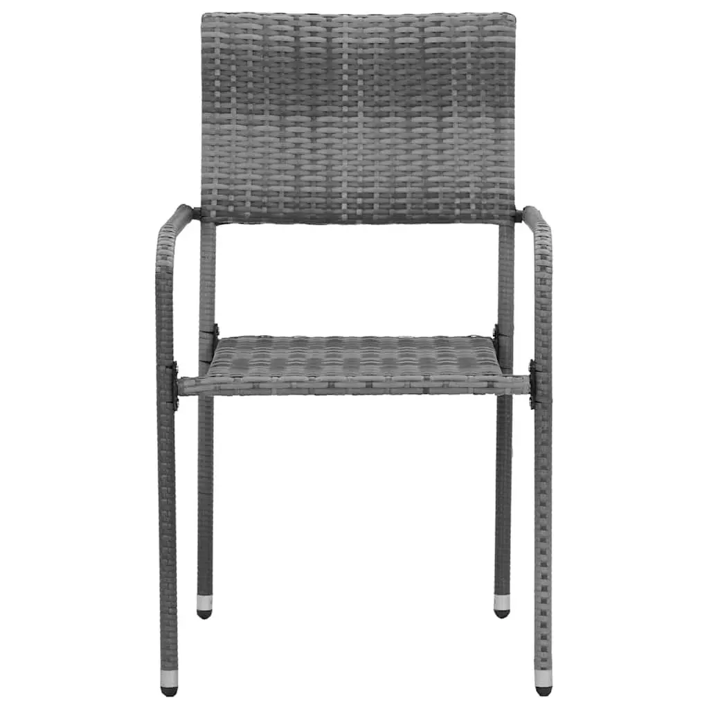 5 Piece Outdoor Dining Set Grey Poly Rattan Garden Furniture Patio Table Chairs