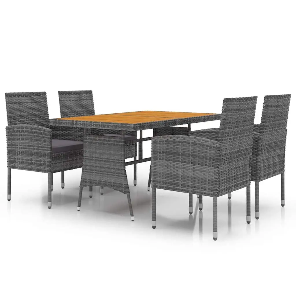 Outdoor Dining Set Waterproof PE Rattan Steel Frame 5 Piece Grey