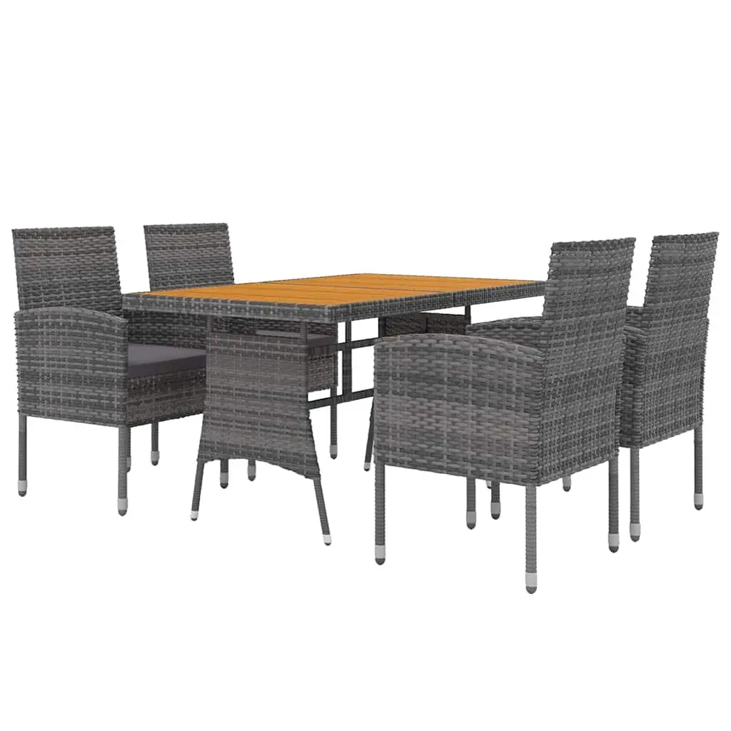 Outdoor Dining Set Waterproof PE Rattan Steel Frame 5 Piece Grey