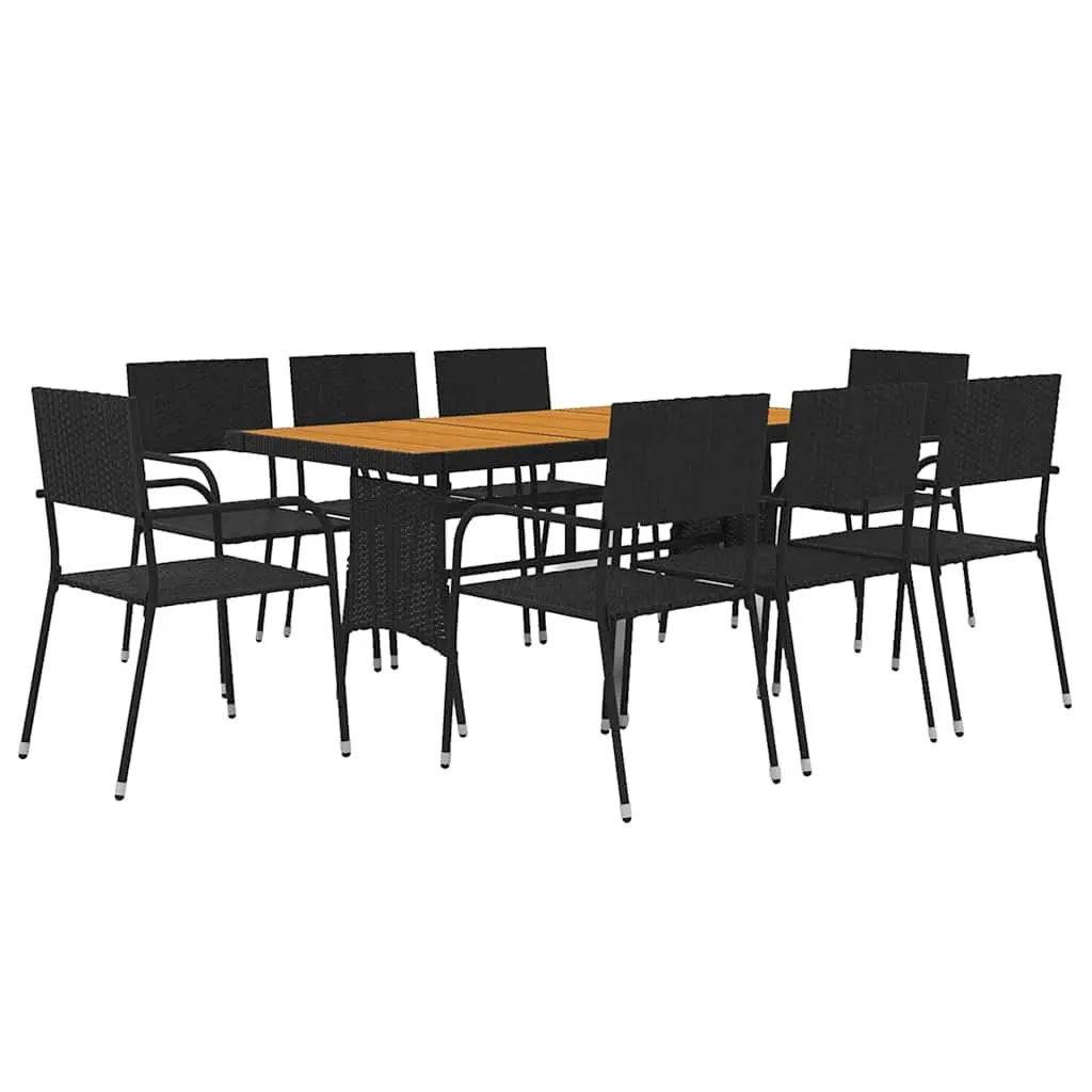 Outdoor Dining Set 9 Piece Black Patio Garden Furniture