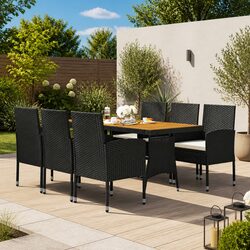 Enjoy Your Patio with 7 Piece Black Rattan Dining Set