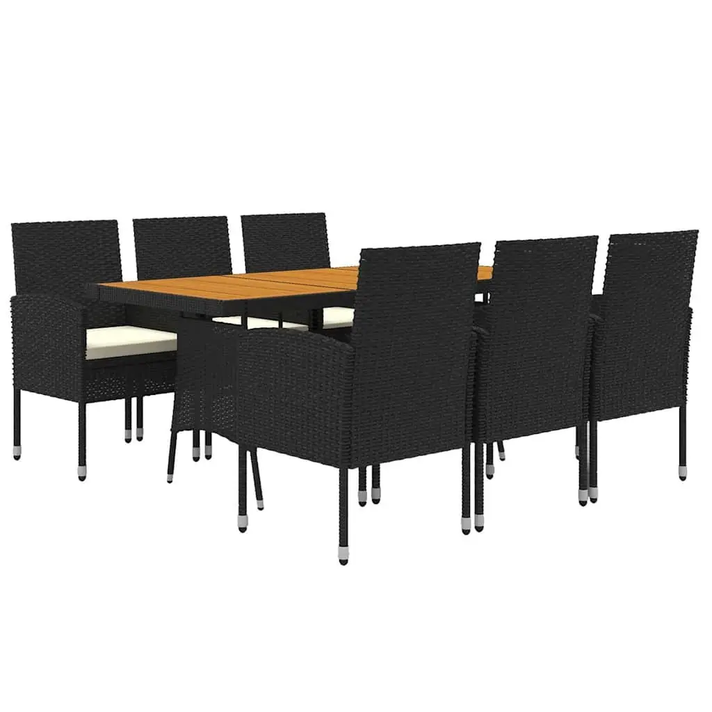 7 Piece Black Rattan Dining Set