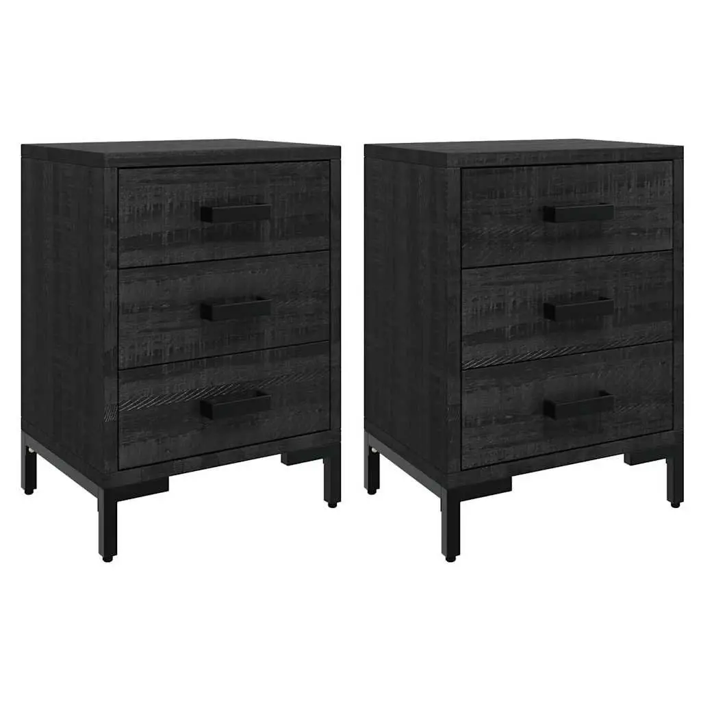 Bedside Cabinets 2 pcs Black 40x30x55 cm