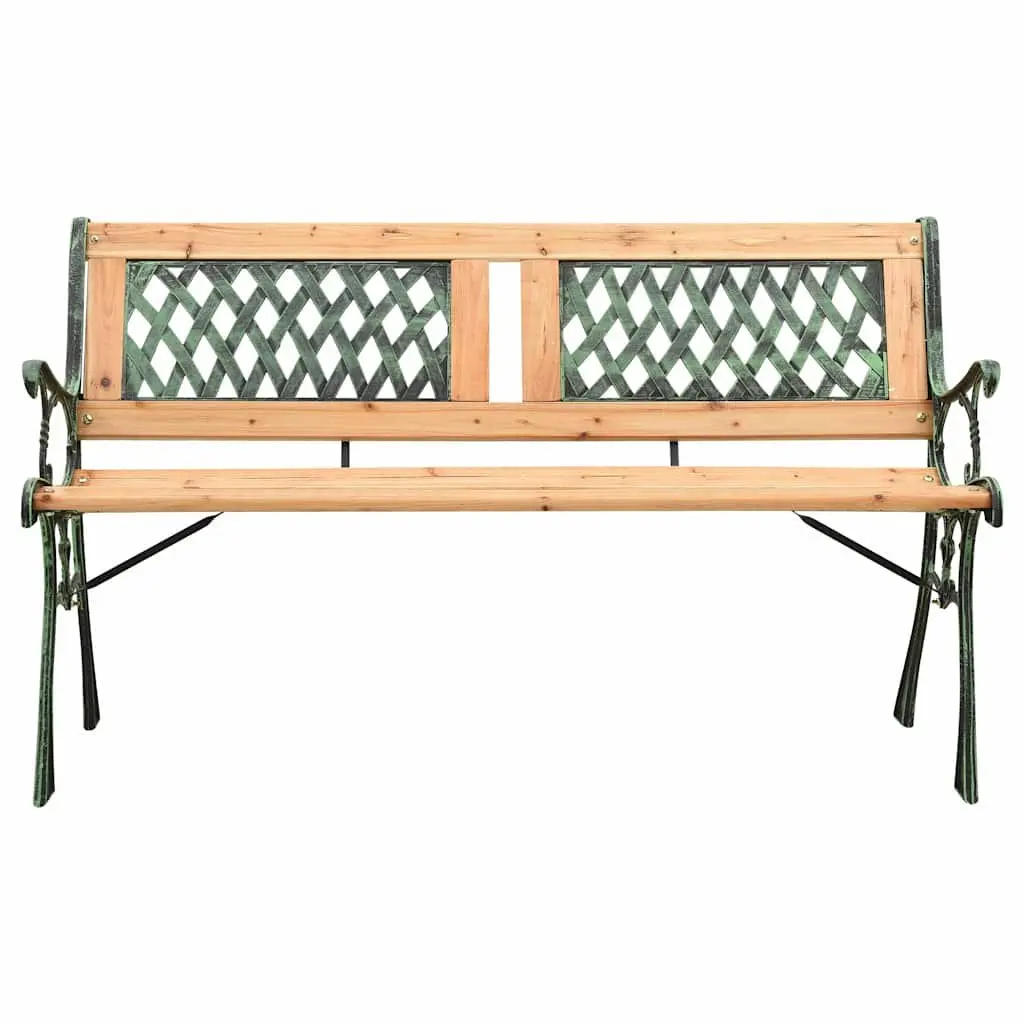 Garden Bench 122cm Outdoor Seating Cast Iron Legs Solid Wood Patio Furniture