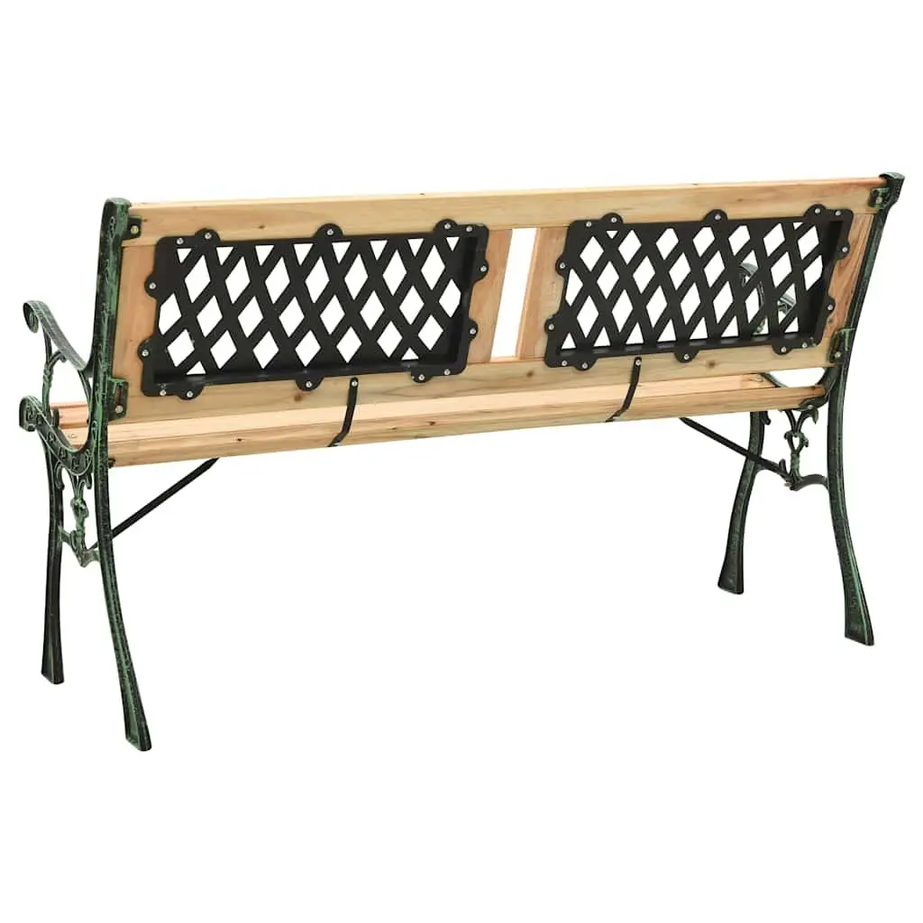 Garden Bench 122cm Outdoor Seating Cast Iron Legs Solid Wood Patio Furniture