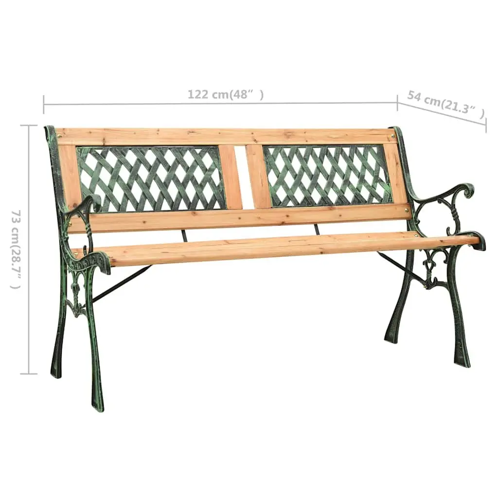 Garden Bench 122cm Outdoor Seating Cast Iron Legs Solid Wood Patio Furniture