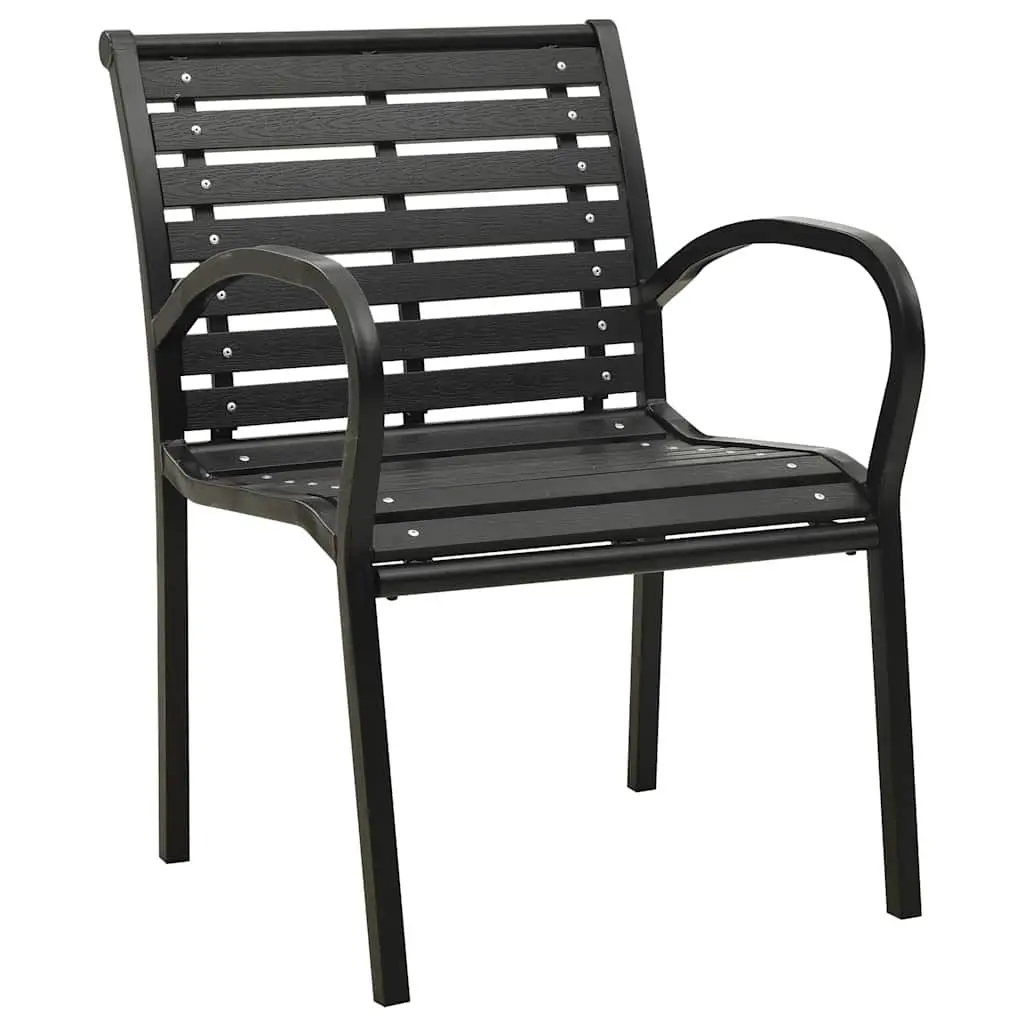 Outdoor Chairs Stackable Steel WPC Black 2 Piece