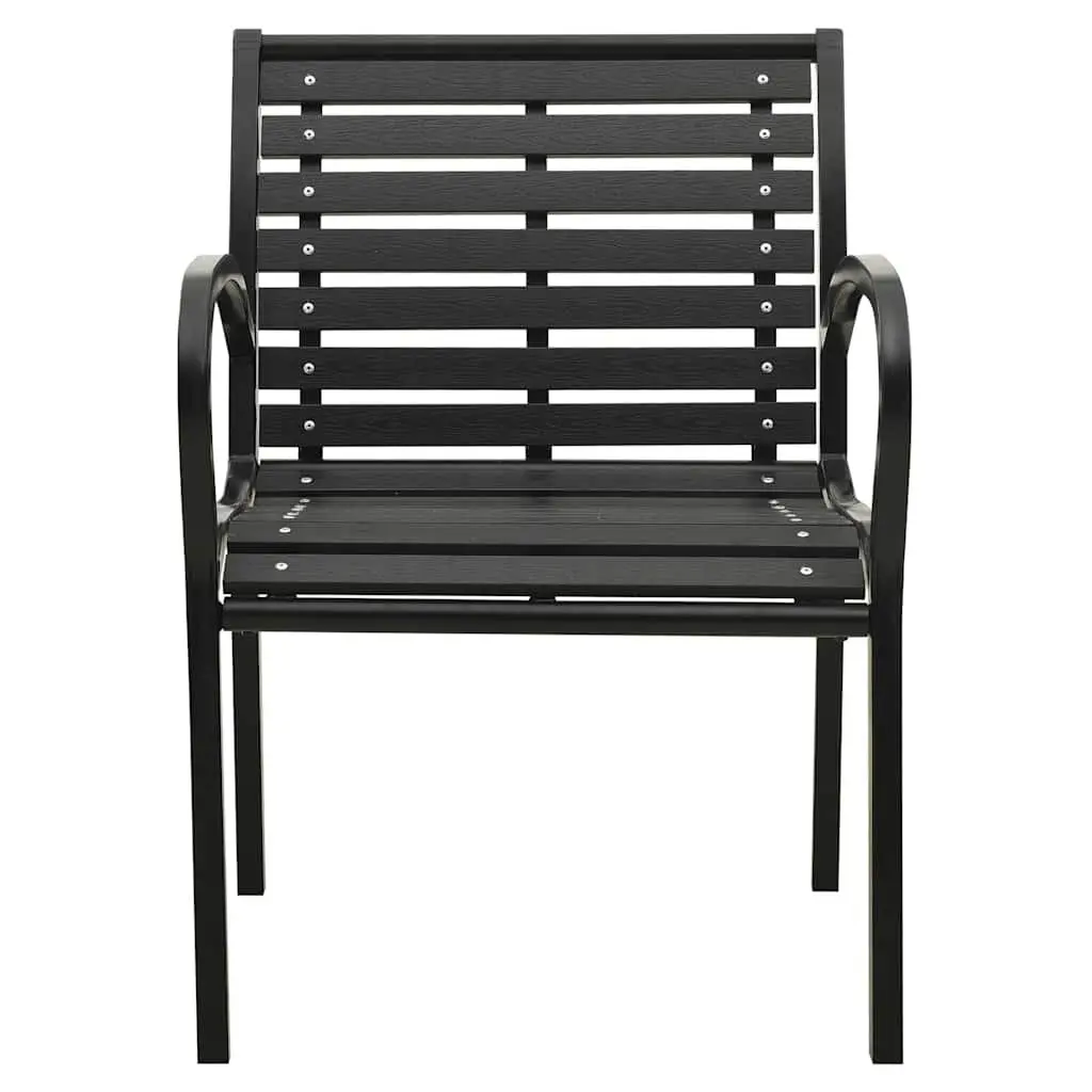 Outdoor Chairs Stackable Steel WPC Black 2 Piece