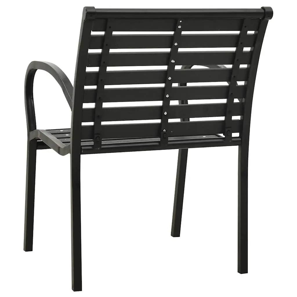 Outdoor Chairs Stackable Steel WPC Black 2 Piece