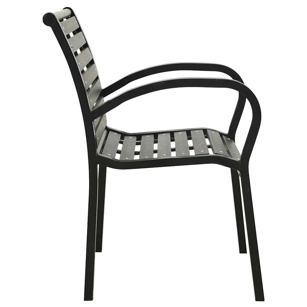 Outdoor Chairs Stackable Steel WPC Black 2 Piece