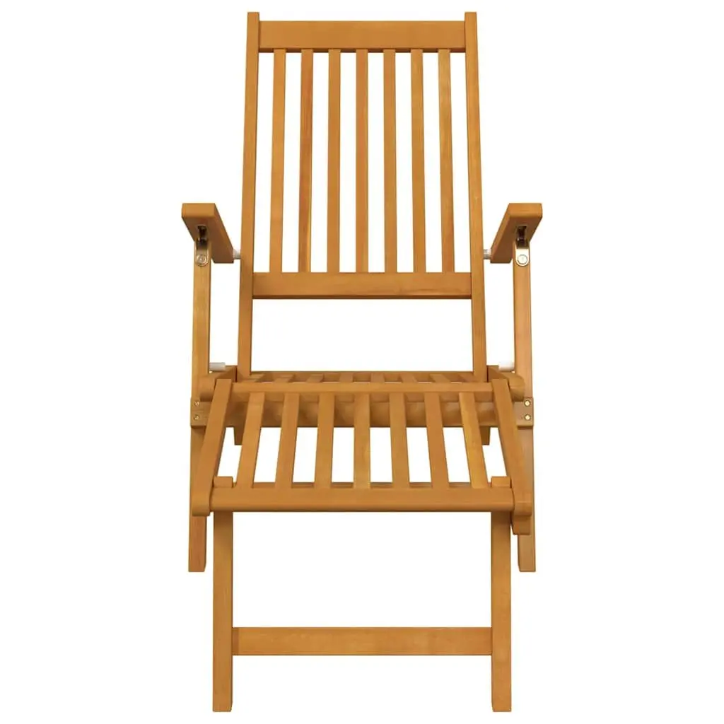 Outdoor Deck Chair with Footrest and Table Sun Lounger Garden Furniture Brown