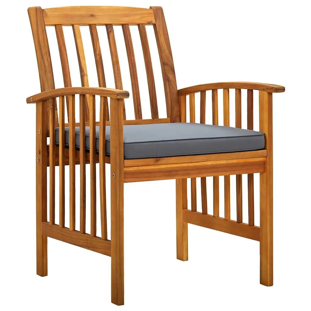 Outdoor Dining Chairs 8 Piece Set with Cushions Garden Seating Wood Acacia Grey