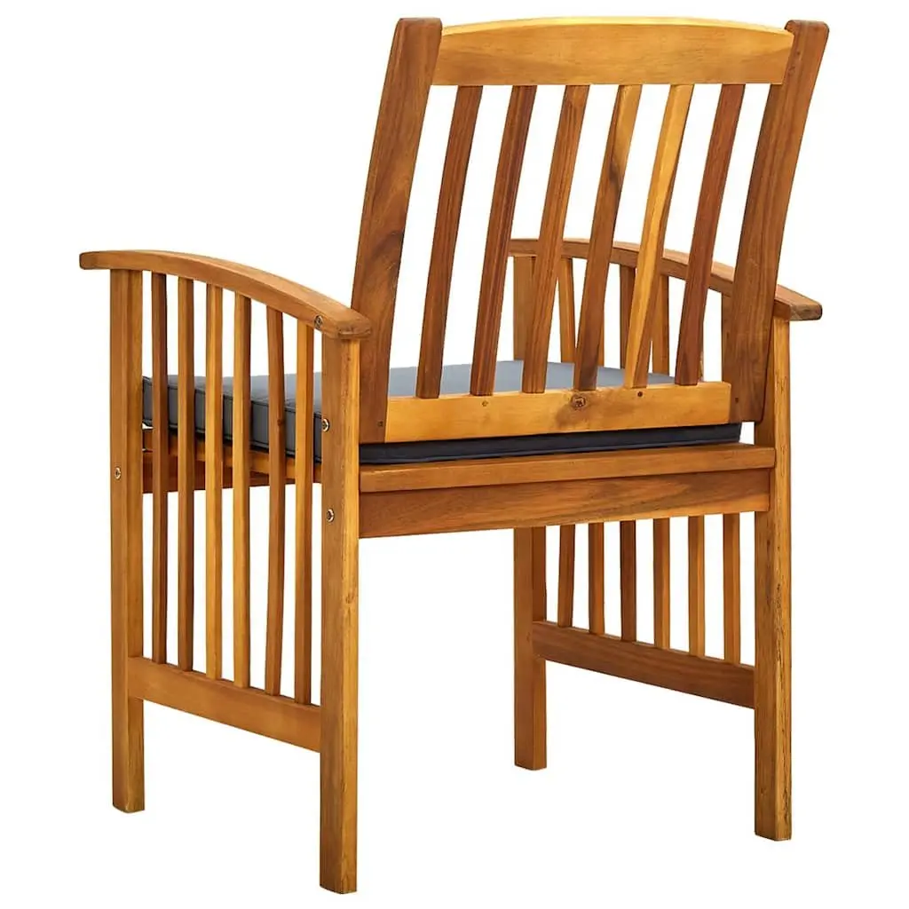 Outdoor Dining Chairs 8 Piece Set with Cushions Garden Seating Wood Acacia Grey