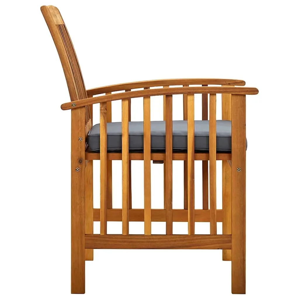 Outdoor Dining Chairs 8 Piece Set with Cushions Garden Seating Wood Acacia Grey