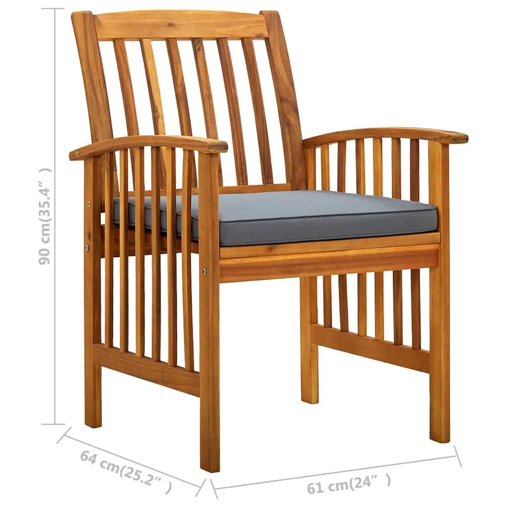 Outdoor Dining Chairs 8 Piece Set with Cushions Garden Seating Wood Acacia Grey
