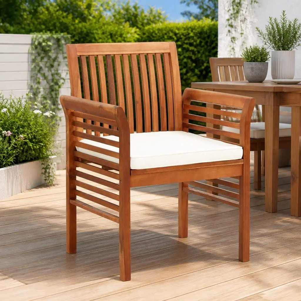 Outdoor Dining Chairs Set 8 pcs Garden Seating with Cushions Brown Wood