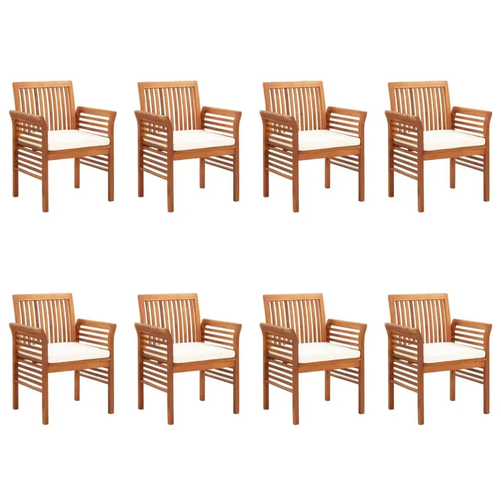 Outdoor Dining Chairs Set 8 pcs Garden Seating with Cushions Brown Wood