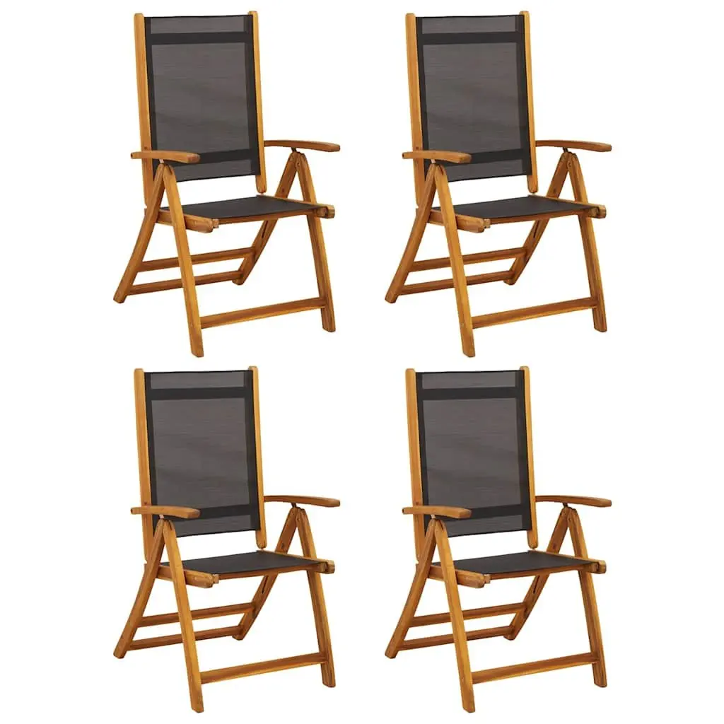 Folding Garden Chairs Solid Wood Acacia Textilene Outdoor Patio Seating 4 Piece