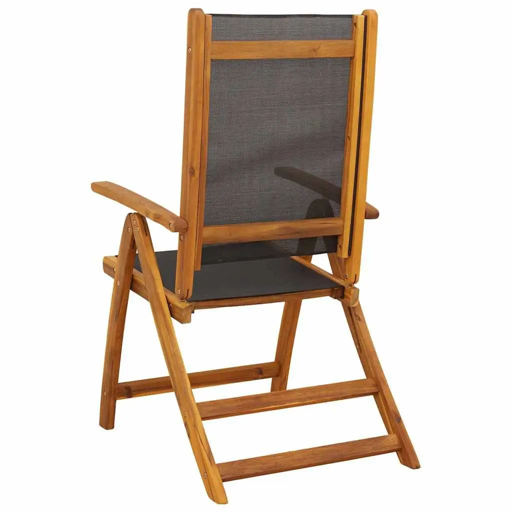 Folding Garden Chairs Solid Wood Acacia Textilene Outdoor Patio Seating 4 Piece