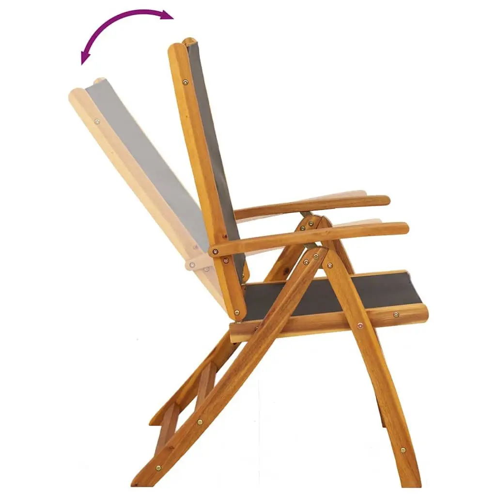 Folding Garden Chairs Solid Wood Acacia Textilene Outdoor Patio Seating 4 Piece