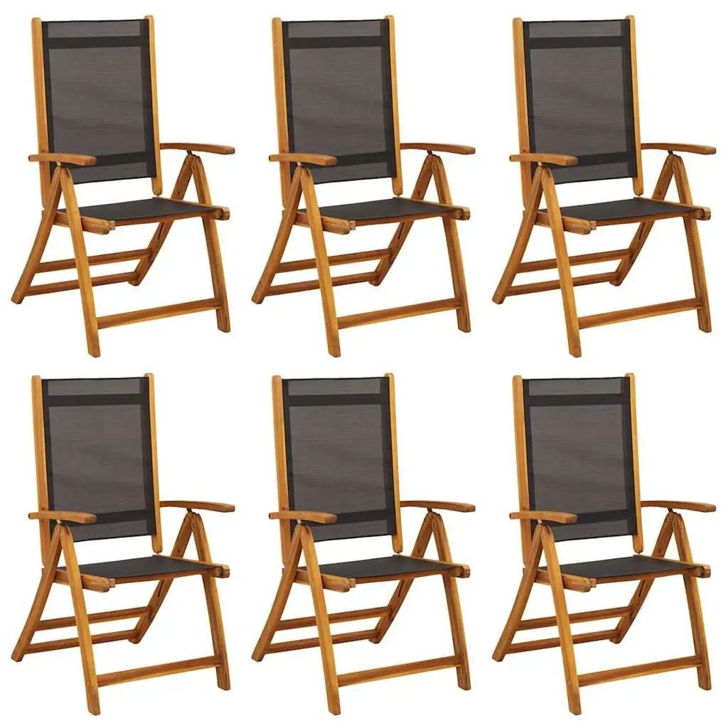 Folding Garden Chairs Set Adjustable Backrest Wood 6 Piece