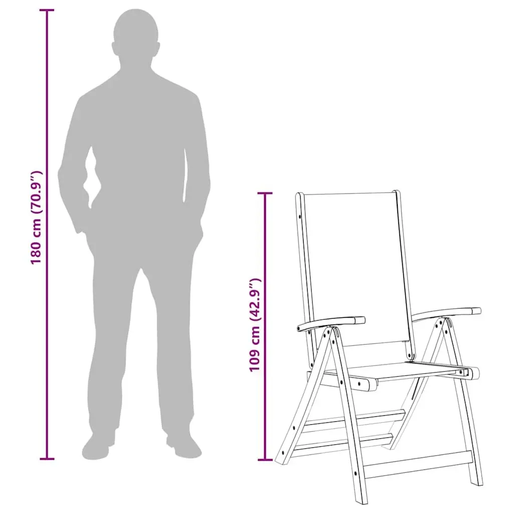 Folding Garden Chairs Set Adjustable Backrest Wood 6 Piece