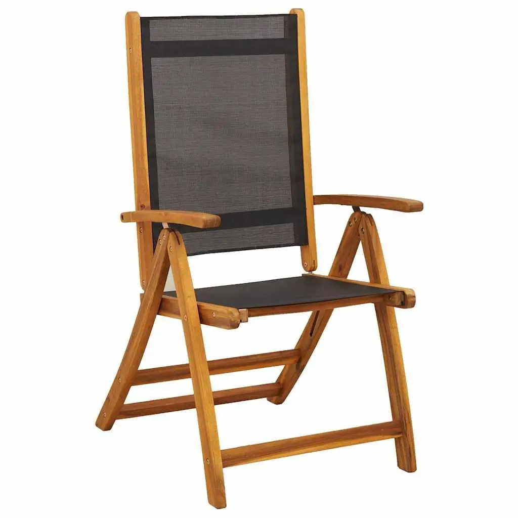 Folding Garden Chairs Set Adjustable Backrest Wood 6 Piece