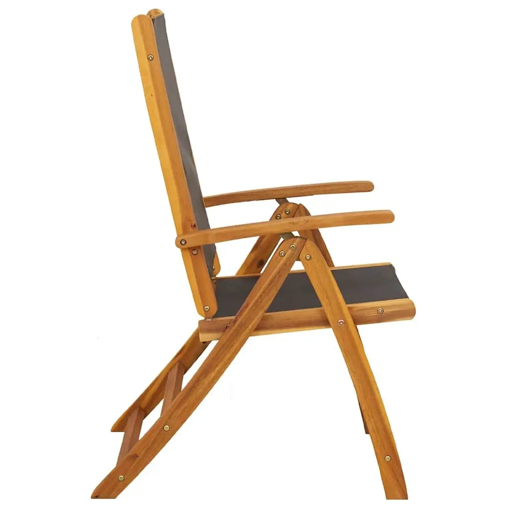 Folding Garden Chairs Set Adjustable Backrest Wood 6 Piece