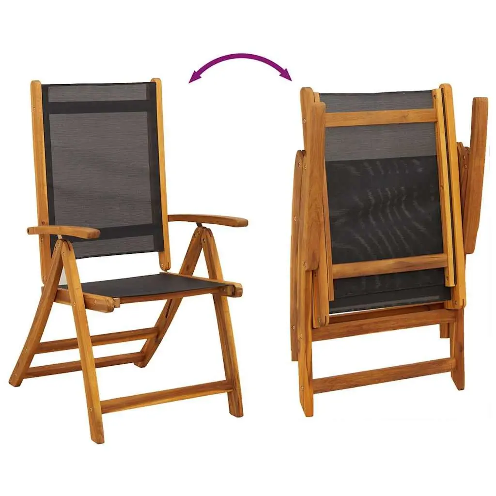 Folding Garden Chairs Set Adjustable Backrest Wood 6 Piece
