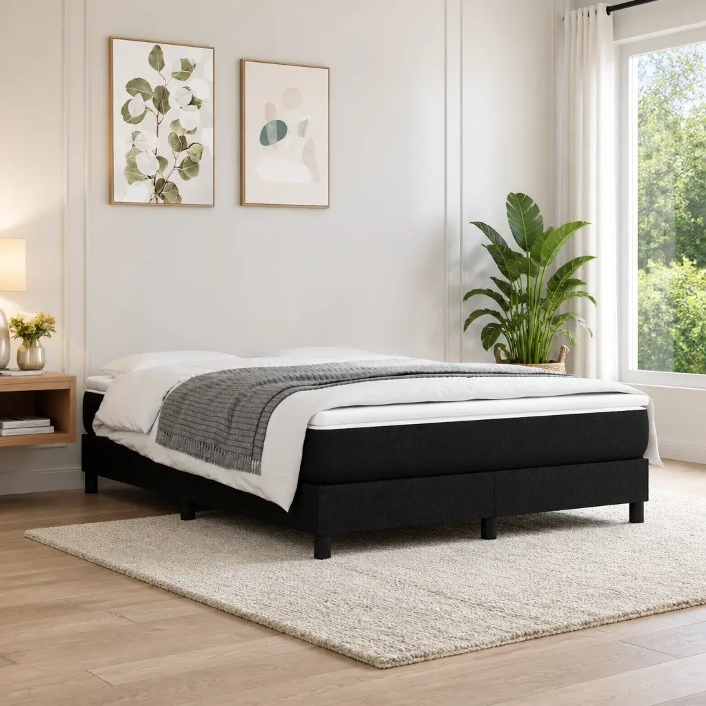 Queen Bed Frame in Black Fabric