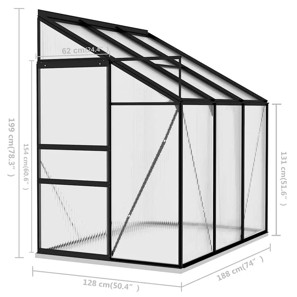 Greenhouse Aluminium Frame Anthracite PC Board 3.97m³