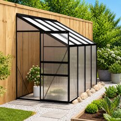 Greenhouse Anthracite Aluminium 5.24 m³ Garden Plant Shelter PC Board Roof Vent