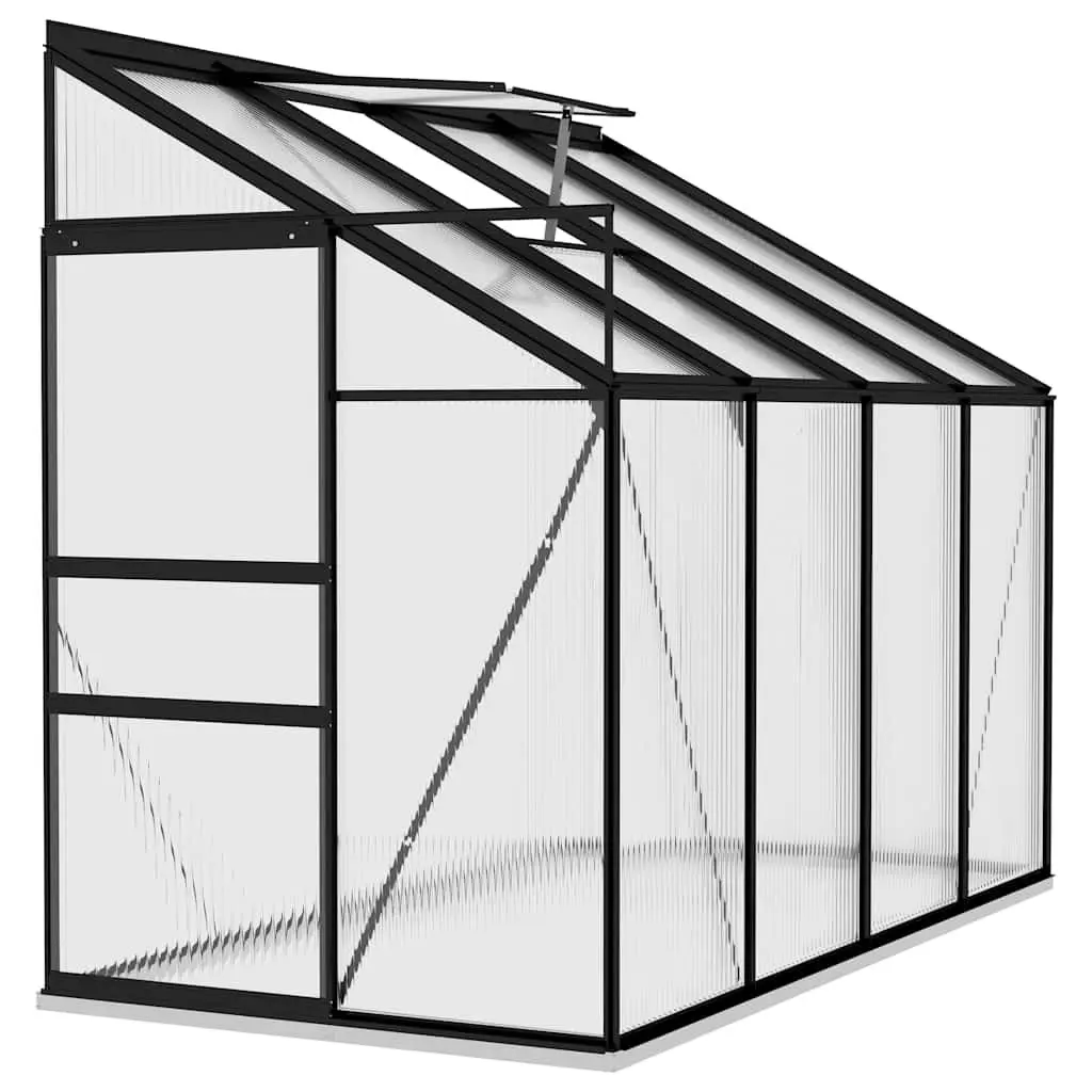 Greenhouse Anthracite Aluminium 5.24 m³ Garden Plant Shelter PC Board Roof Vent