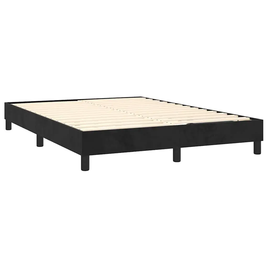 Queen Box Spring Bed Frame Black Velvet Upholstered Platform Bedroom Furniture