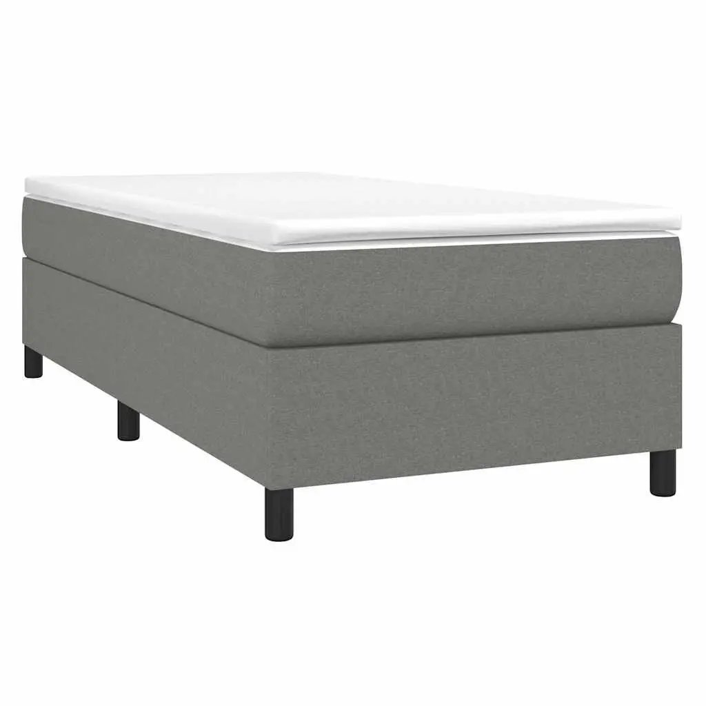 Box Spring Bed Frame King Single Grey Fabric Durable Supportive Legs Plywood