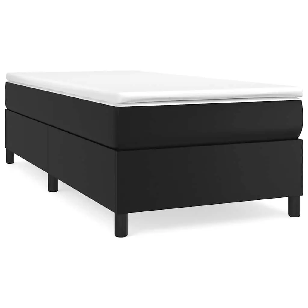 Box Spring Bed Frame Faux Leather Black King Single