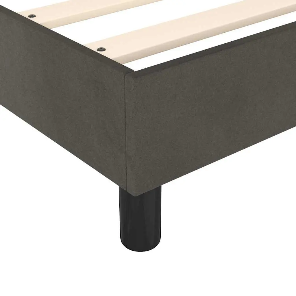 Bed Frame Queen Size Box Spring Base Dark Grey Velvet Upholstered Bedroom