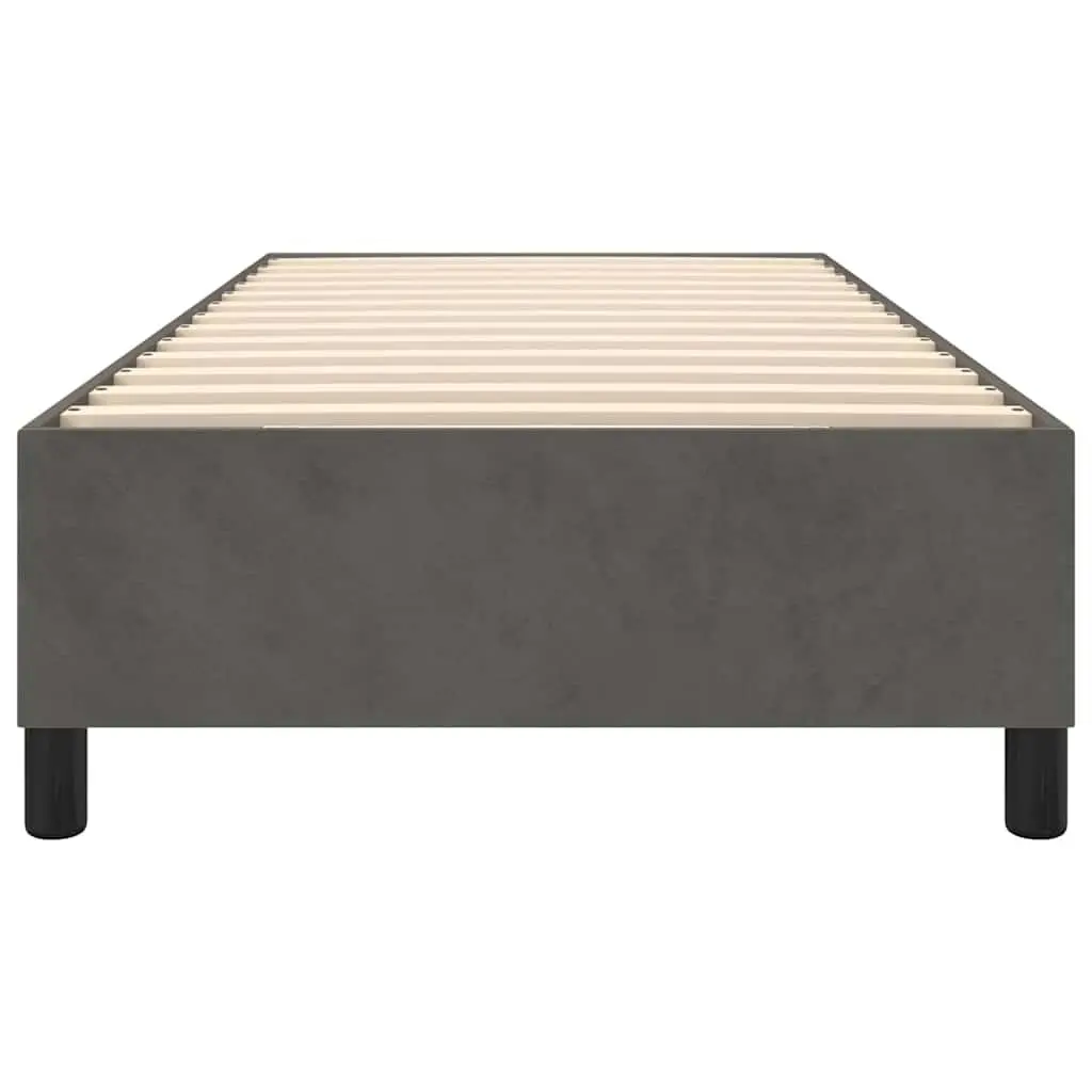 Box Spring Bed Frame King Single Dark Grey Velvet Bedroom Furniture