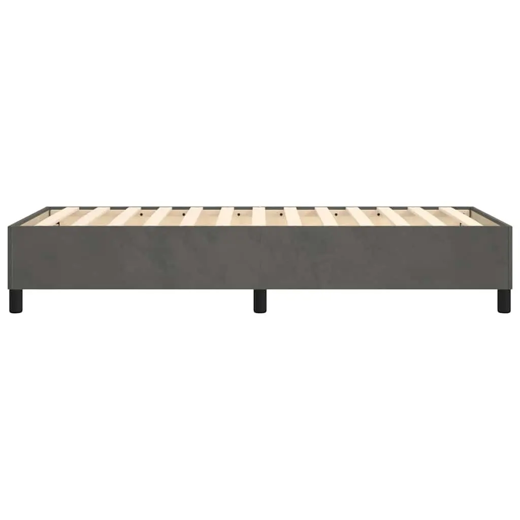 Box Spring Bed Frame King Single Dark Grey Velvet Bedroom Furniture