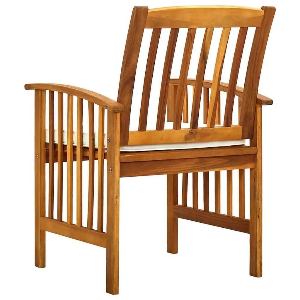 Outdoor Dining Chairs Set 3 pcs Cushioned Acacia Wood White