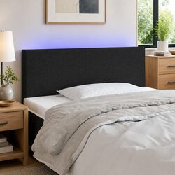 LED Headboard 100cm Black Fabric Adjustable Height Bedroom Wall Mount Lights