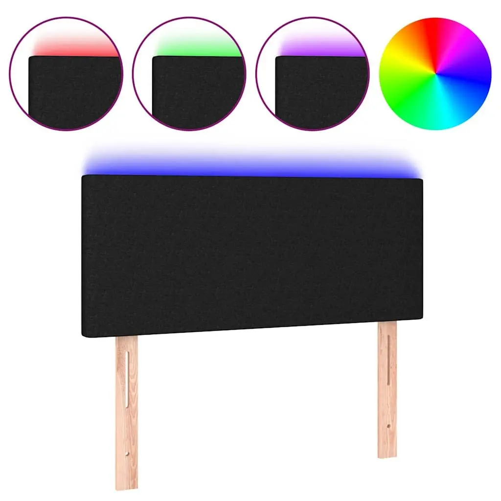 LED Headboard Colourful LED Lights 100cm Black Fabric Adjustable Height