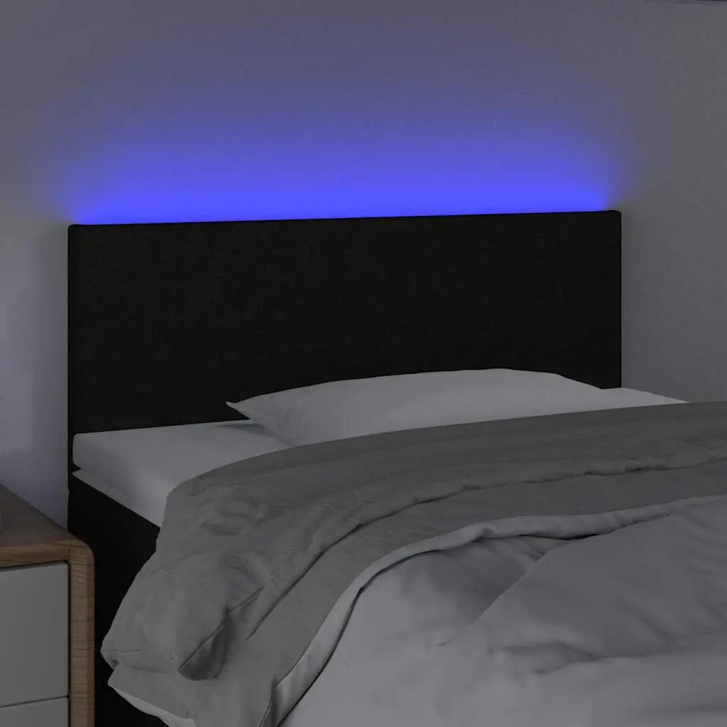 LED Headboard Colourful LED Lights 100cm Black Fabric Adjustable Height