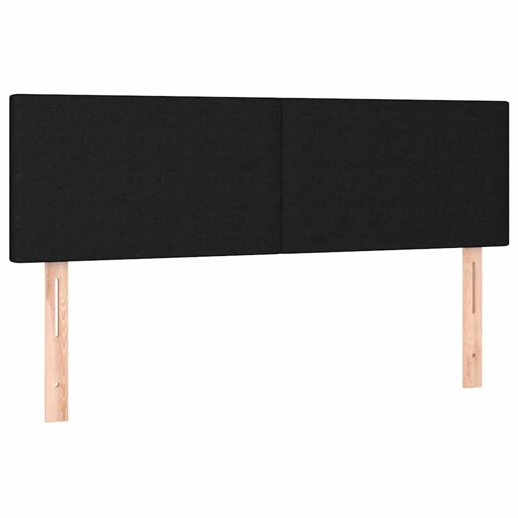 LED Headboard Fabric Black 144cm Wide Adjustable Height with LED Lighting