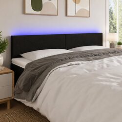 LED Headboard 160 cm Black Fabric Adjustable Height Bed Back Support Modern