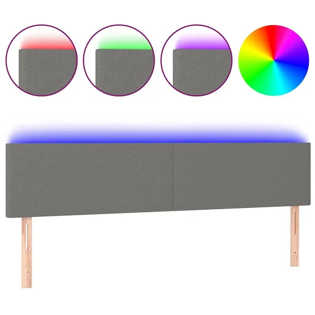 LED Headboard 200cm Dark Grey Fabric Bedroom Wall Mount Adjustable Height