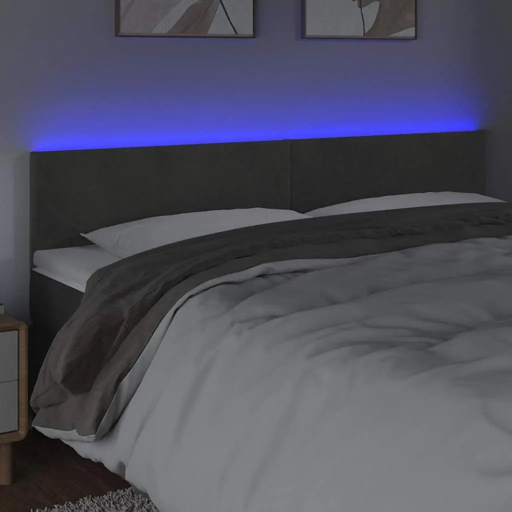 LED Headboard Dark Grey 160 cm Velvet Bed Backrest Modern Bedroom Furniture