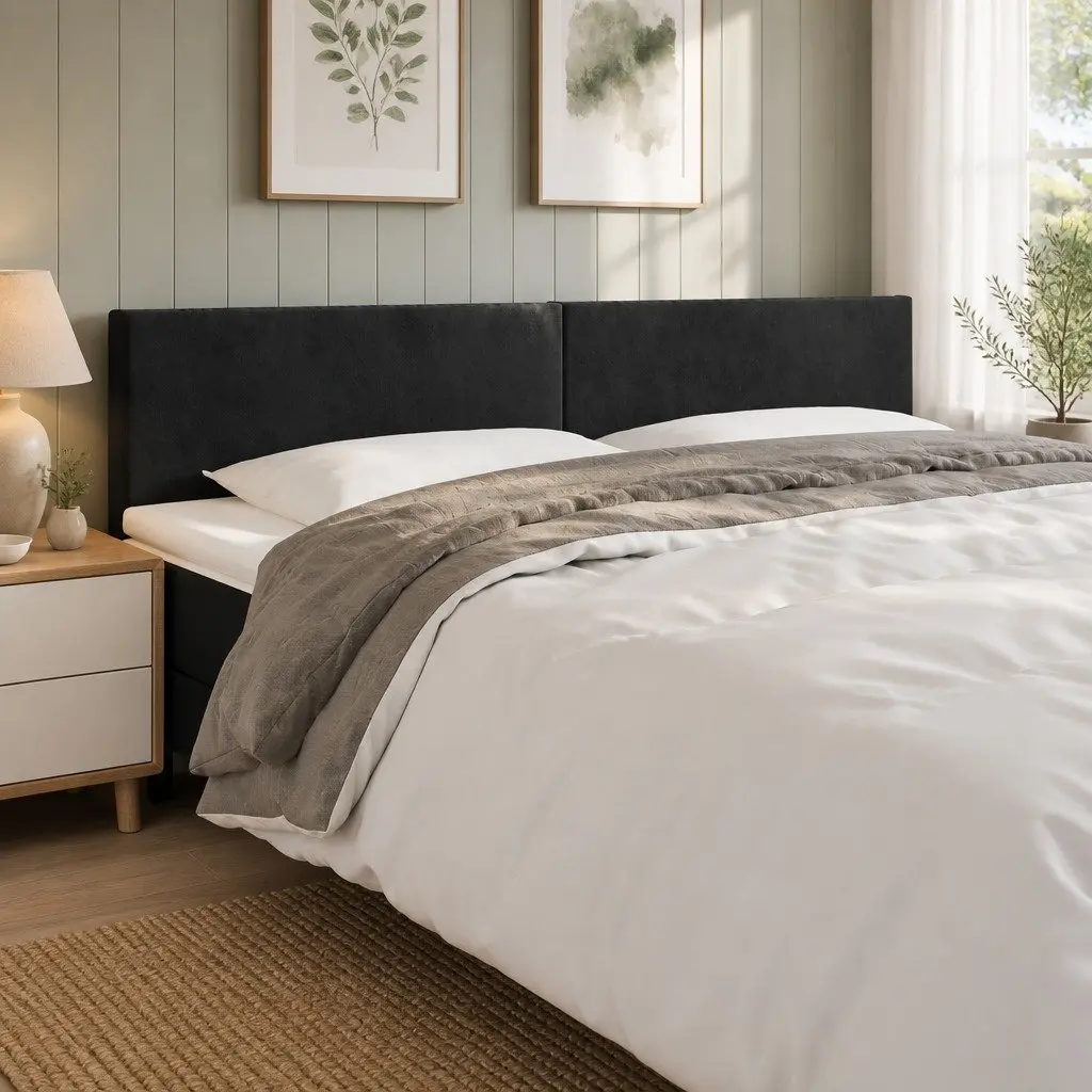 LED Headboard Black Velvet Upholstered 160 cm Modern Bedroom