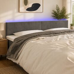 Friendly Grey Velvet LED Headboard 200 cm for Your Bed