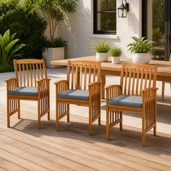 3 Outdoor Dining Chairs with Cushions for Comfort